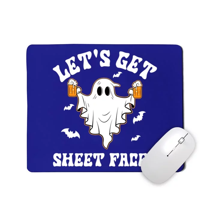 LetS Get Sheet Faced Funny Ghost Halloween Beer Drinking Mousepad