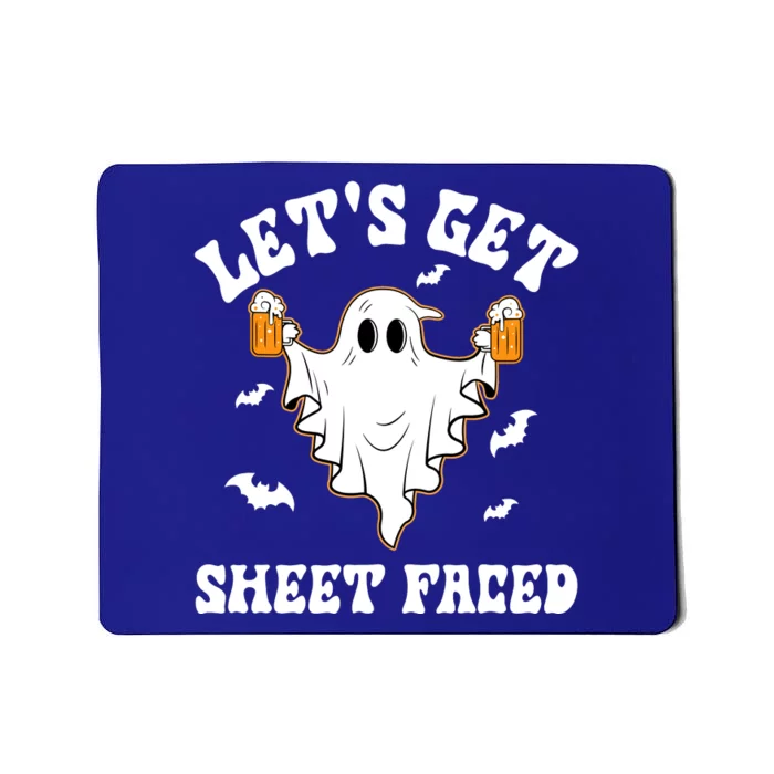 LetS Get Sheet Faced Funny Ghost Halloween Beer Drinking Mousepad