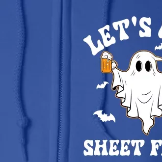 LetS Get Sheet Faced Funny Ghost Halloween Beer Drinking Full Zip Hoodie