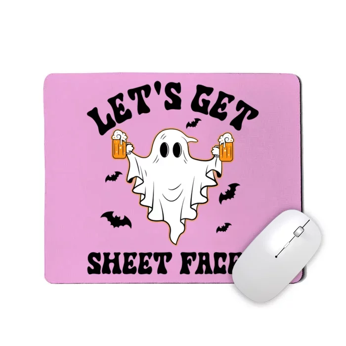 LetS Get Sheet Faced Funny Ghost Halloween Beer Drinking Mousepad