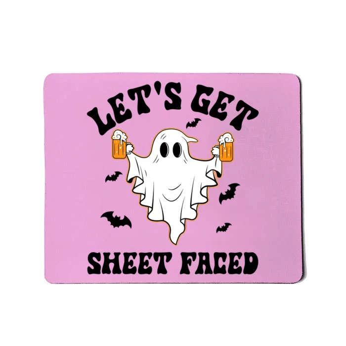 LetS Get Sheet Faced Funny Ghost Halloween Beer Drinking Mousepad