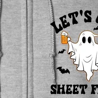 LetS Get Sheet Faced Funny Ghost Halloween Beer Drinking Full Zip Hoodie