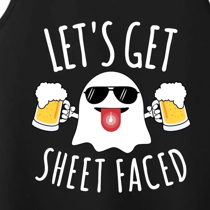 LetS Get Sheet Faced Funny Ghost Halloween Beer Drinking Performance Tank