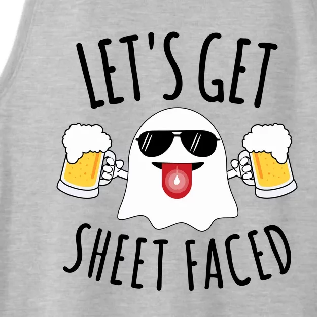 LetS Get Sheet Faced Funny Ghost Halloween Beer Drinking Ladies Tri-Blend Wicking Tank