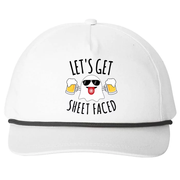 LetS Get Sheet Faced Funny Ghost Halloween Beer Drinking Snapback Five-Panel Rope Hat