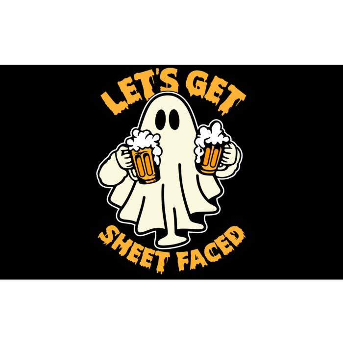 LetS Get Sheet Faced Funny Ghost Halloween Beer Drinking Bumper Sticker