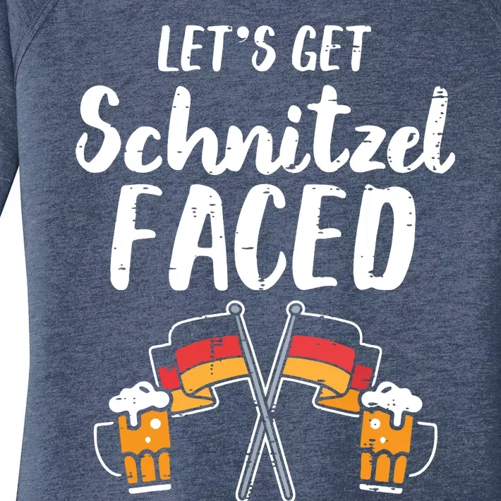 Lets Get Schnitzel Faced German Flag Oktoberfest Women's Perfect Tri Tunic Long Sleeve Shirt