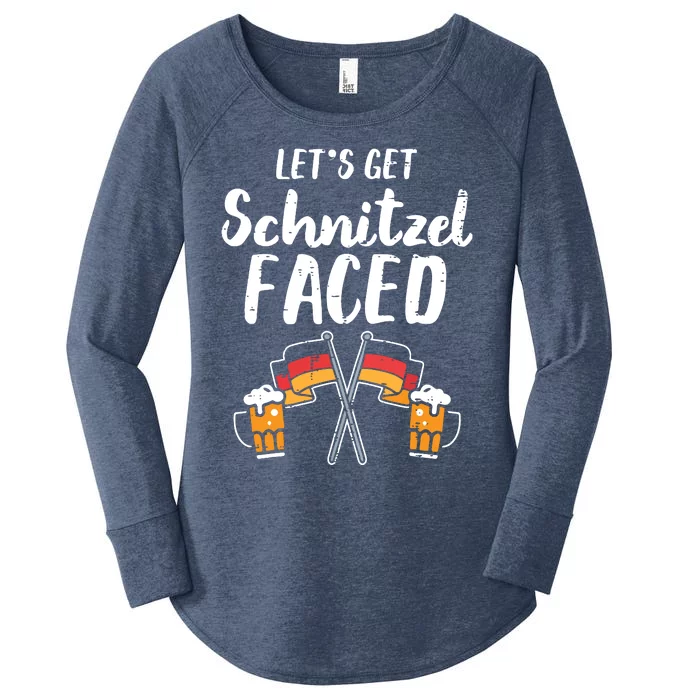 Lets Get Schnitzel Faced German Flag Oktoberfest Women's Perfect Tri Tunic Long Sleeve Shirt