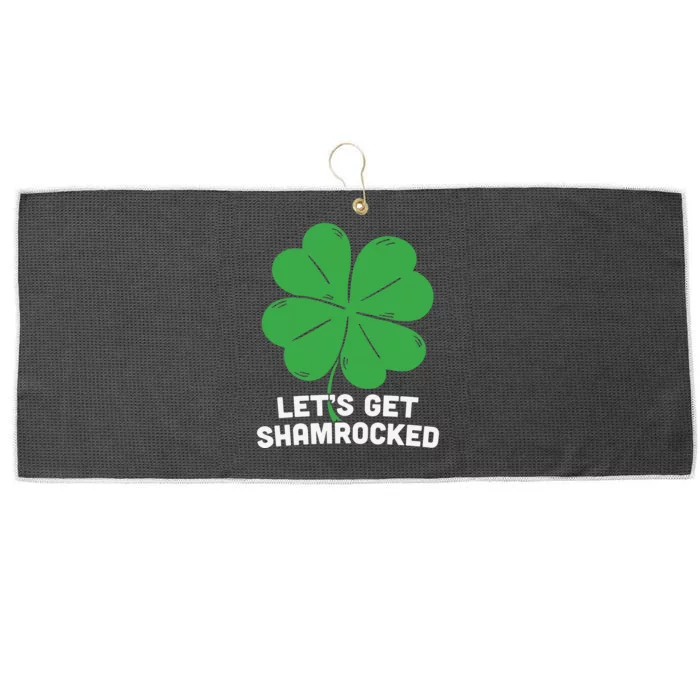 Lets Get Shamrocked Funny Saying Large Microfiber Waffle Golf Towel