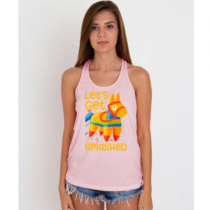 LetS Get Smashed Funny Pinata Cinco De Mayo Gift Women's Knotted Racerback Tank