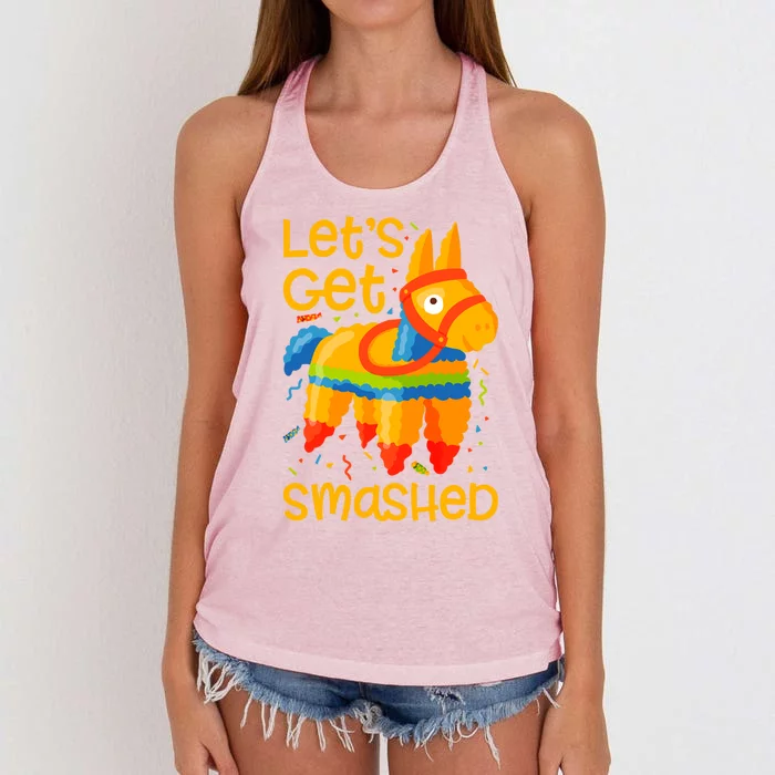 LetS Get Smashed Funny Pinata Cinco De Mayo Gift Women's Knotted Racerback Tank