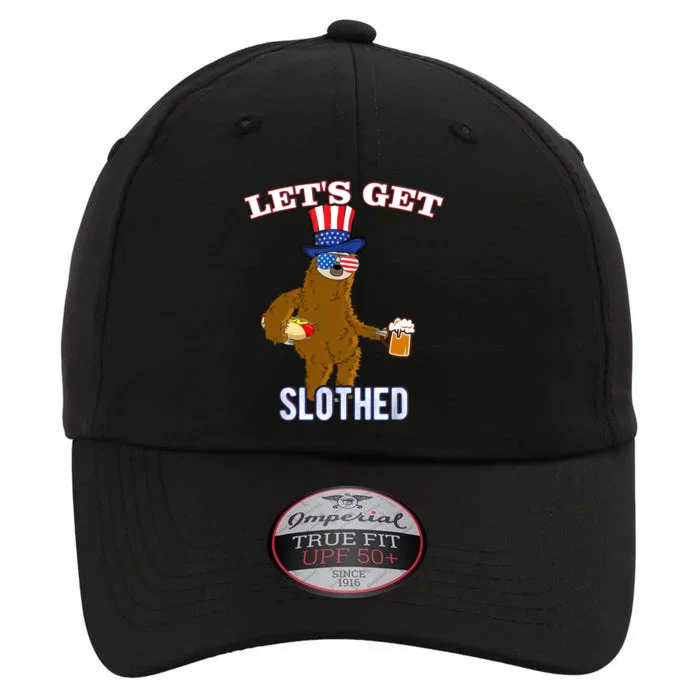 Let's Get Slothed July 4th Beer Drinking Sloth with Hot Dog The Original Performance Cap