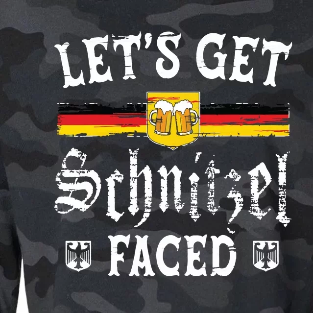 Lets Get Schnitzel Faced Funny Oktoberfest Cropped Pullover Crew