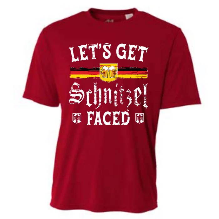 Lets Get Schnitzel Faced Funny Oktoberfest Cooling Performance Crew T-Shirt