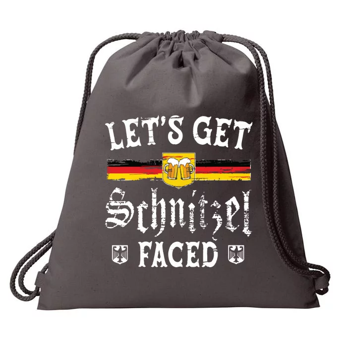 Lets Get Schnitzel Faced Funny Oktoberfest Drawstring Bag