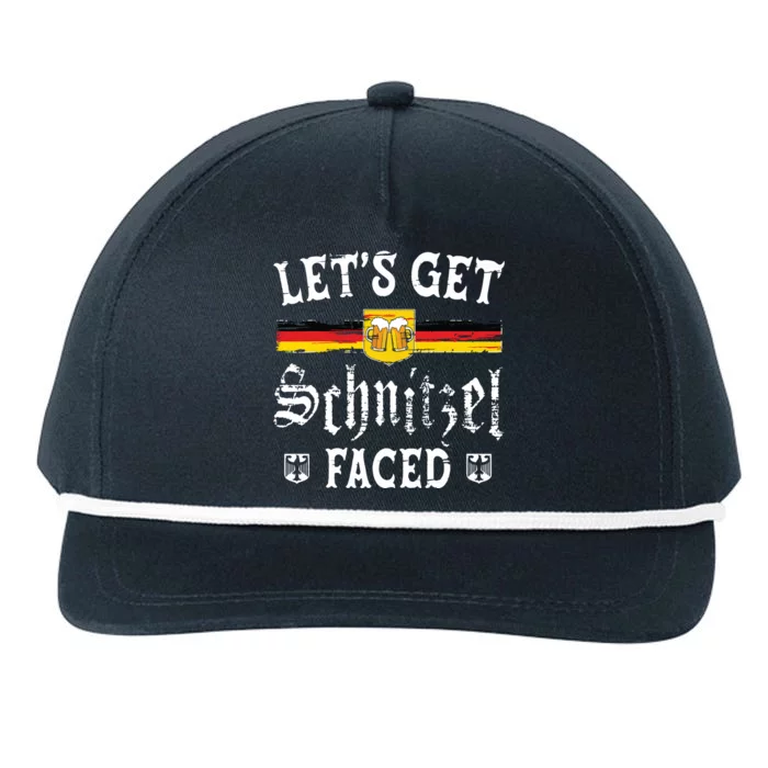 Lets Get Schnitzel Faced Funny Oktoberfest Snapback Five-Panel Rope Hat