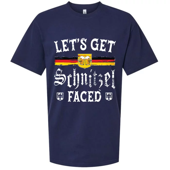 Lets Get Schnitzel Faced Funny Oktoberfest Sueded Cloud Jersey T-Shirt