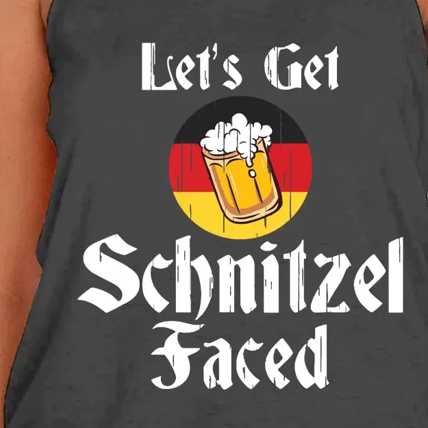 LetS Get Schnitzel Faced German Beer Oktoberfest Gift Women's Knotted Racerback Tank