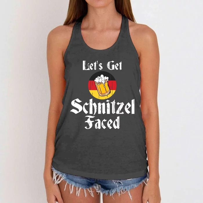 LetS Get Schnitzel Faced German Beer Oktoberfest Gift Women's Knotted Racerback Tank