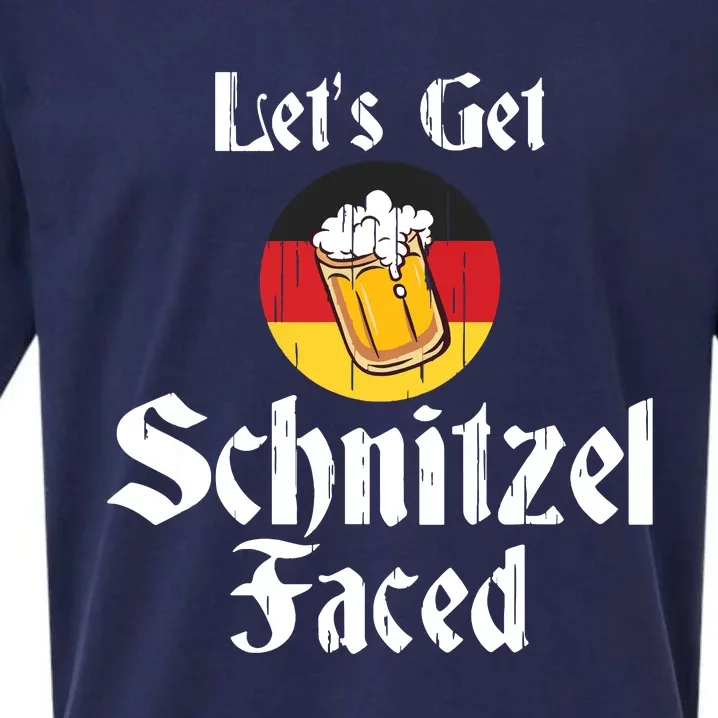 LetS Get Schnitzel Faced German Beer Oktoberfest Gift Sueded Cloud Jersey T-Shirt