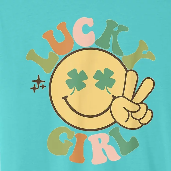 Lucky Girl St. Patricks Day Retro Smiling Face Shamrock ChromaSoft Performance T-Shirt