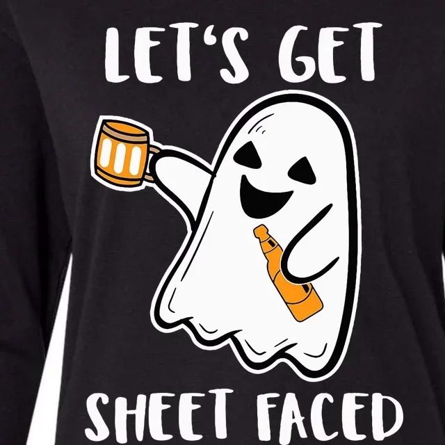 Let's Get Sheet Faced Boos Beer Drinking Boo Ghost Halloween Womens Cotton Relaxed Long Sleeve T-Shirt