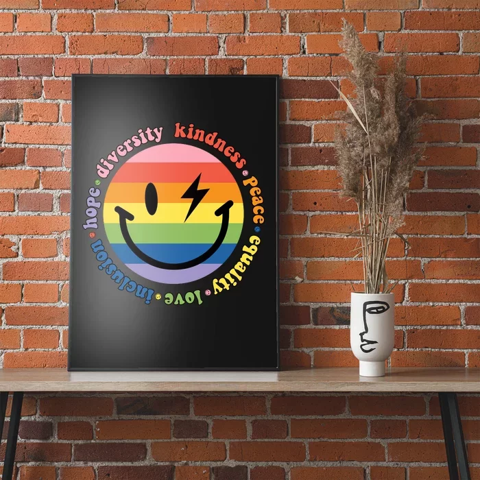 LGBT Groovy Smile Pride Month Rainbow Flag Poster