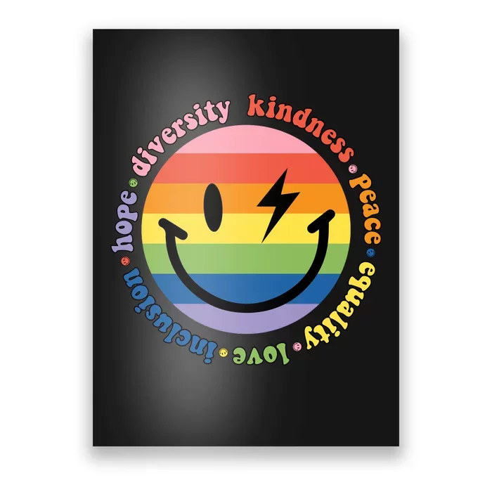 LGBT Groovy Smile Pride Month Rainbow Flag Poster