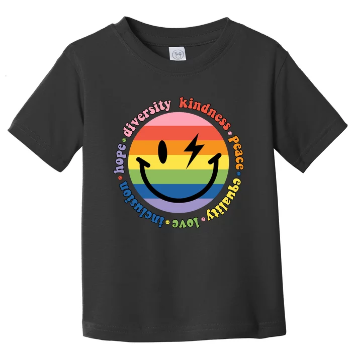 LGBT Groovy Smile Pride Month Rainbow Flag Toddler T-Shirt