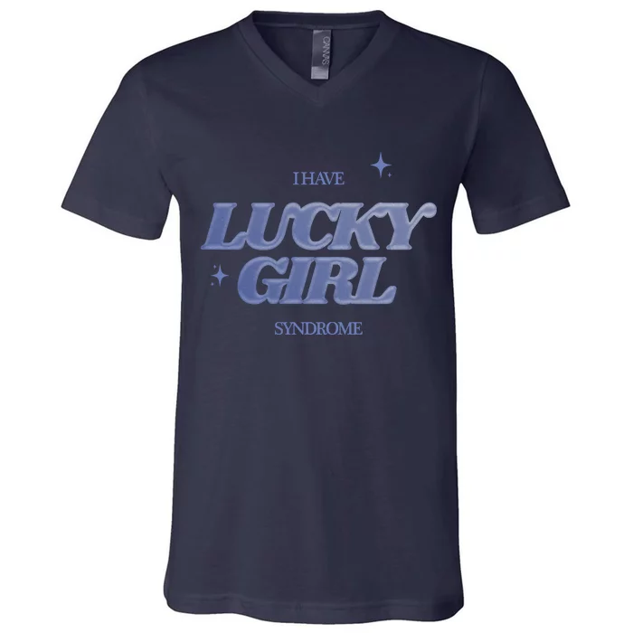 Lucky Girl Syndrome 777 Angel Number Manifestation V-Neck T-Shirt