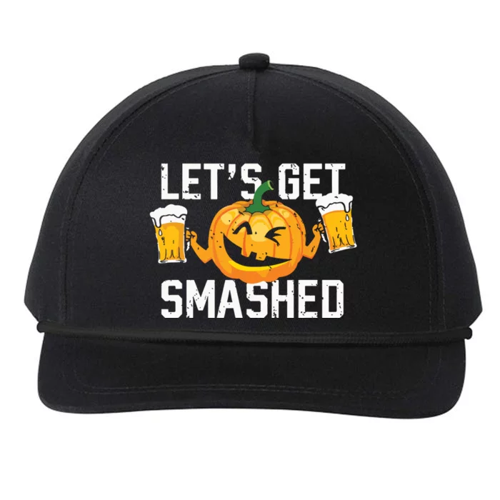 Lets Get Smashed Funny Pumpkin Beer Halloween Costume Snapback Five-Panel Rope Hat