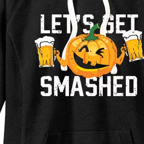 Lets Get Smashed Funny Pumpkin Beer Halloween Costume Women's Fleece Hoodie