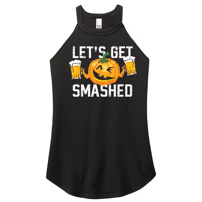 Lets Get Smashed Funny Pumpkin Beer Halloween Costume Women’s Perfect Tri Rocker Tank