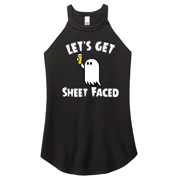 Lets Get Sheet Faced Beer Funny Halloween Costume Funny Women’s Perfect Tri Rocker Tank