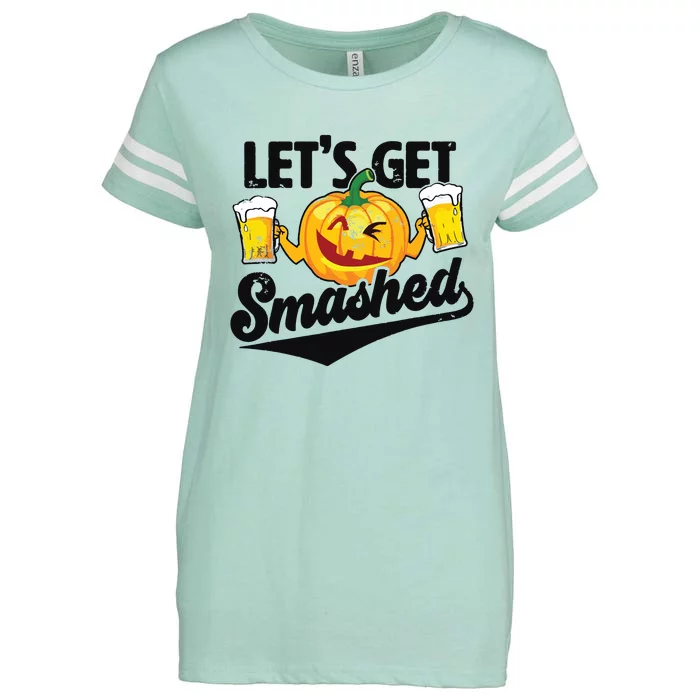 Lets Get Smashed Funny Pumpkin Beer Halloween Enza Ladies Jersey Football T-Shirt