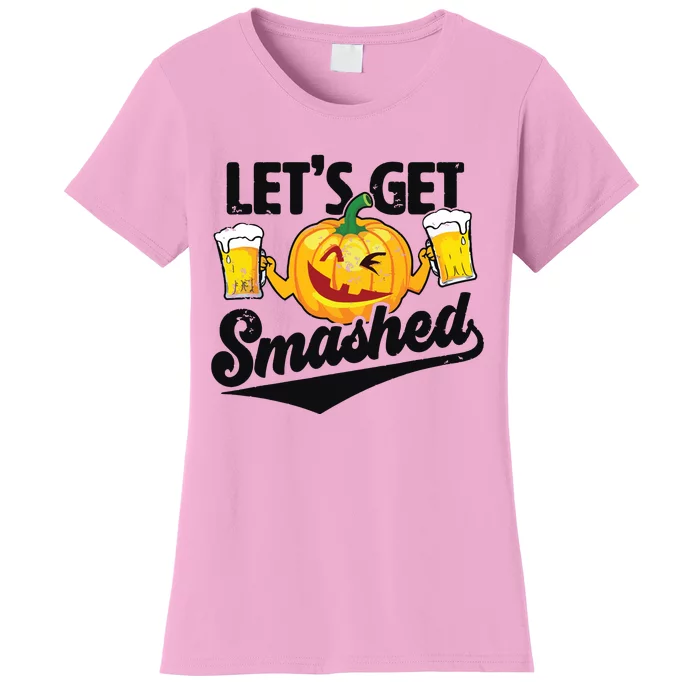 Lets Get Smashed Funny Pumpkin Beer Halloween Women's T-Shirt