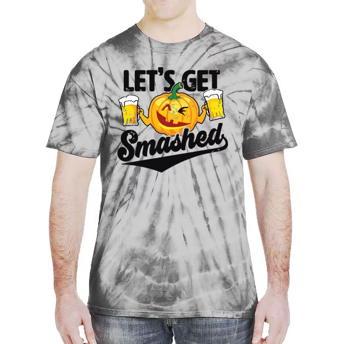 Lets Get Smashed Funny Pumpkin Beer Halloween Tie-Dye T-Shirt