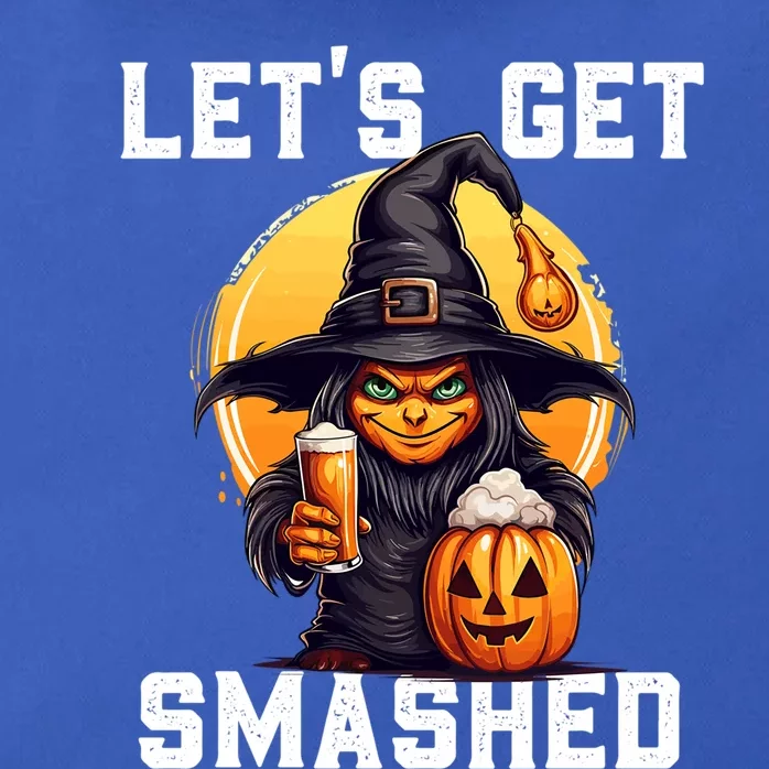 LetS Get Smashed Witch Beer Halloween Funny Gift Zip Tote Bag