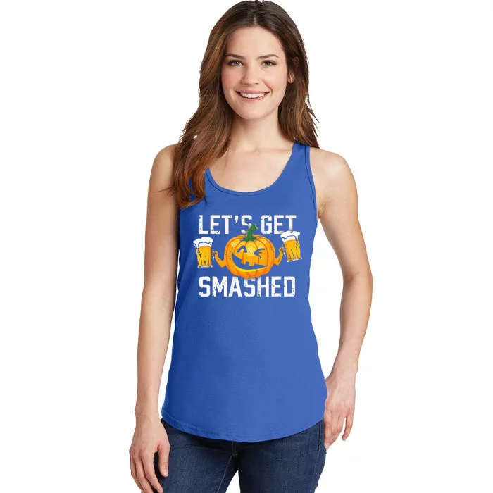 Lets Get Smashed Funny Pumpkin Beer Halloween Costume Ladies Essential Tank