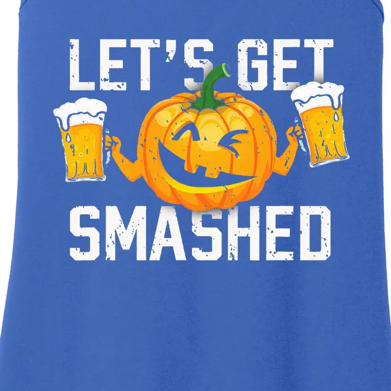 Lets Get Smashed Funny Pumpkin Beer Halloween Costume Ladies Essential Tank