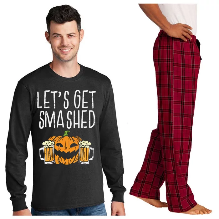 Lets Get Smashed Jack O Lantern Beer Halloween Drinking Long Sleeve Pajama Set