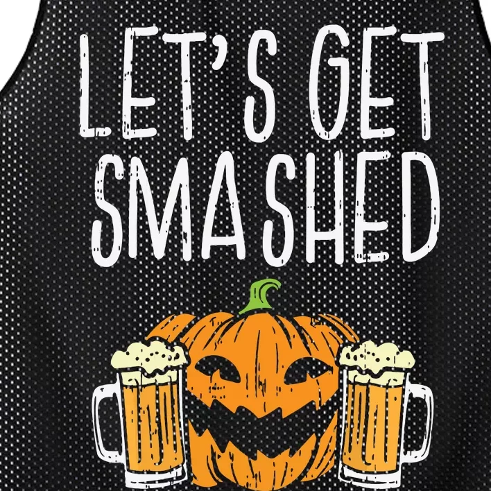 Lets Get Smashed Jack O Lantern Beer Halloween Drinking Mesh Reversible Basketball Jersey Tank