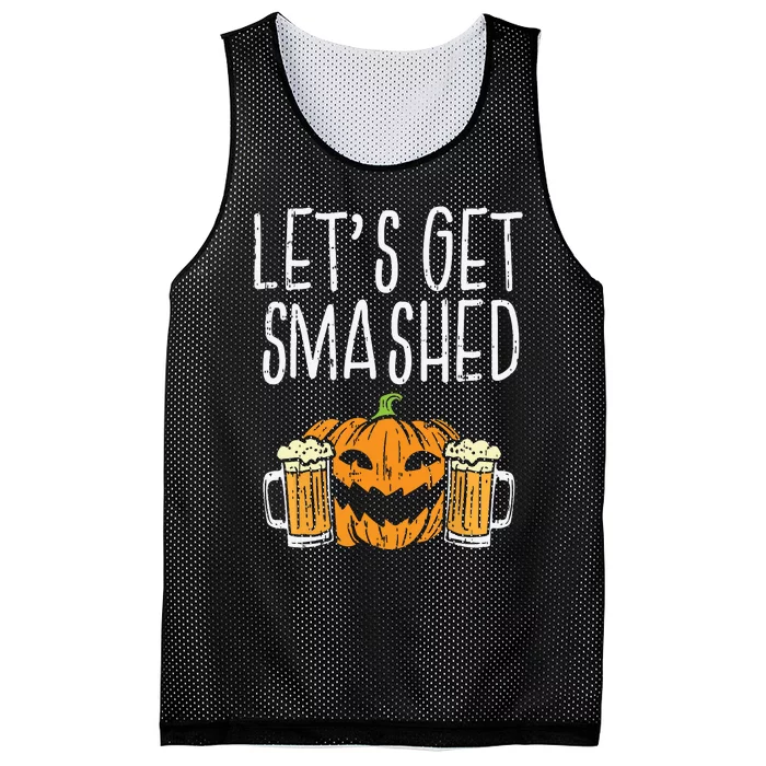 Lets Get Smashed Jack O Lantern Beer Halloween Drinking Mesh Reversible Basketball Jersey Tank