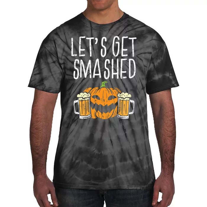 Lets Get Smashed Jack O Lantern Beer Halloween Drinking Tie-Dye T-Shirt