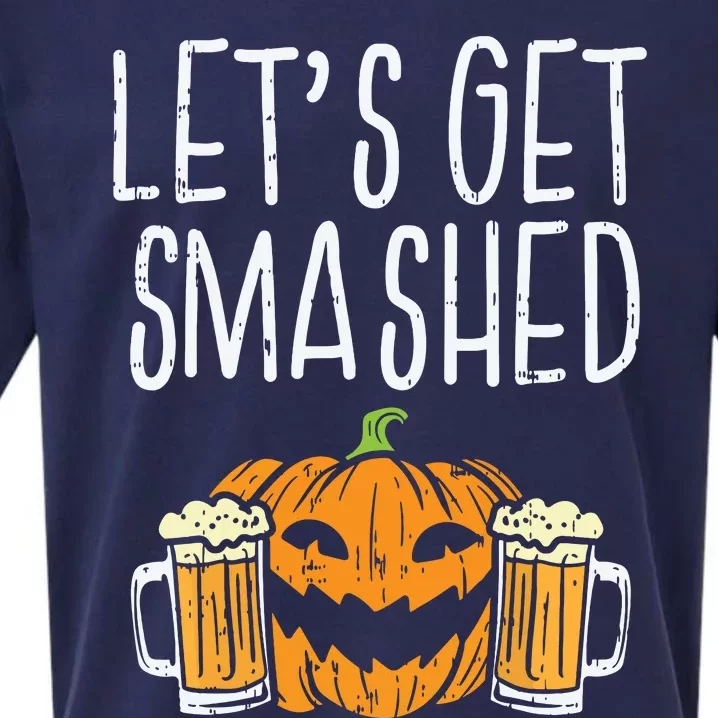 Lets Get Smashed Jack O Lantern Beer Halloween Drinking Sueded Cloud Jersey T-Shirt