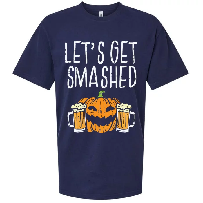 Lets Get Smashed Jack O Lantern Beer Halloween Drinking Sueded Cloud Jersey T-Shirt