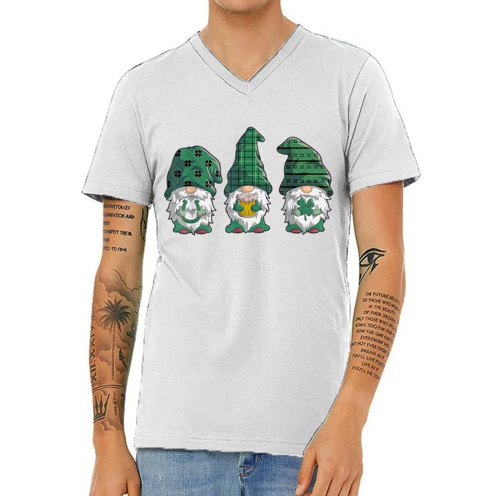 Lucky Gnome St Patrick's Day V-Neck T-Shirt