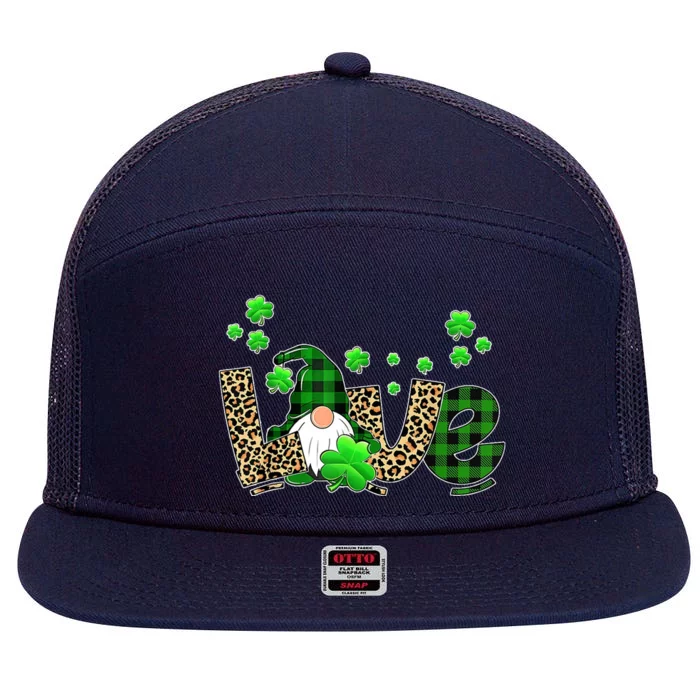 Love Gnome St Patrick's Day 7 Panel Mesh Trucker Snapback Hat