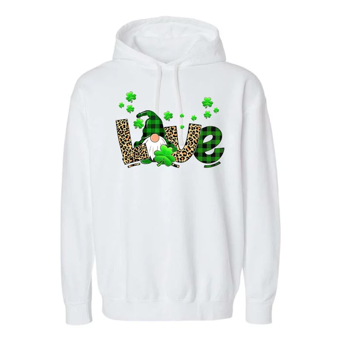 Love Gnome St Patrick's Day Garment-Dyed Fleece Hoodie