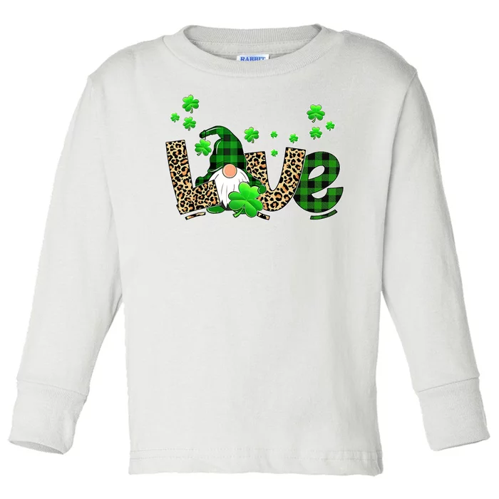 Love Gnome St Patrick's Day Toddler Long Sleeve Shirt